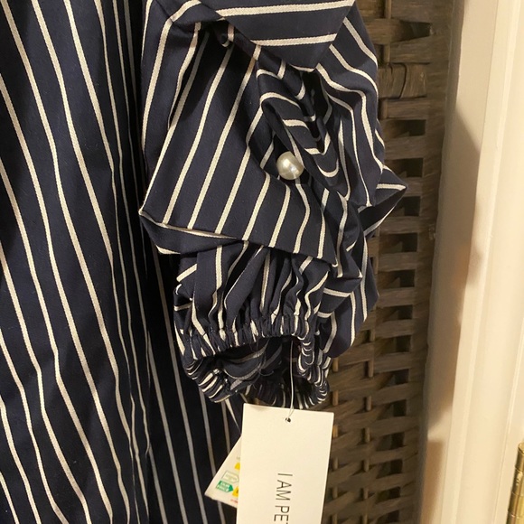 MSK Navy Blue & White Strip Dress…I AM PETITE - Picture 3 of 6